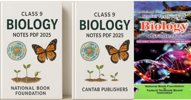 Class 9 Biology Notes PDF 2025 – National Book Foundation & Cantab Publishers book covers