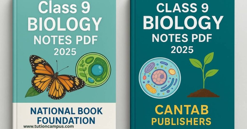 Class 9th Biology Notes PDF 2025 – National Book Foundation & Cantab Publishers book covers